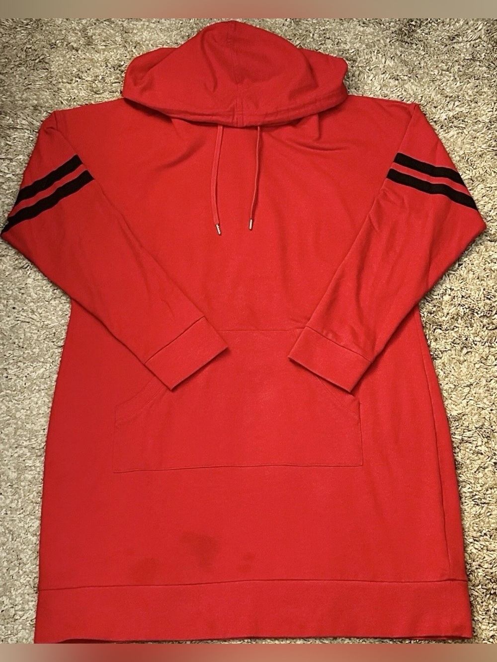 Soho NY & Co Street Women’s XL Red w/ Black Stripes Long Pullover Hoodie